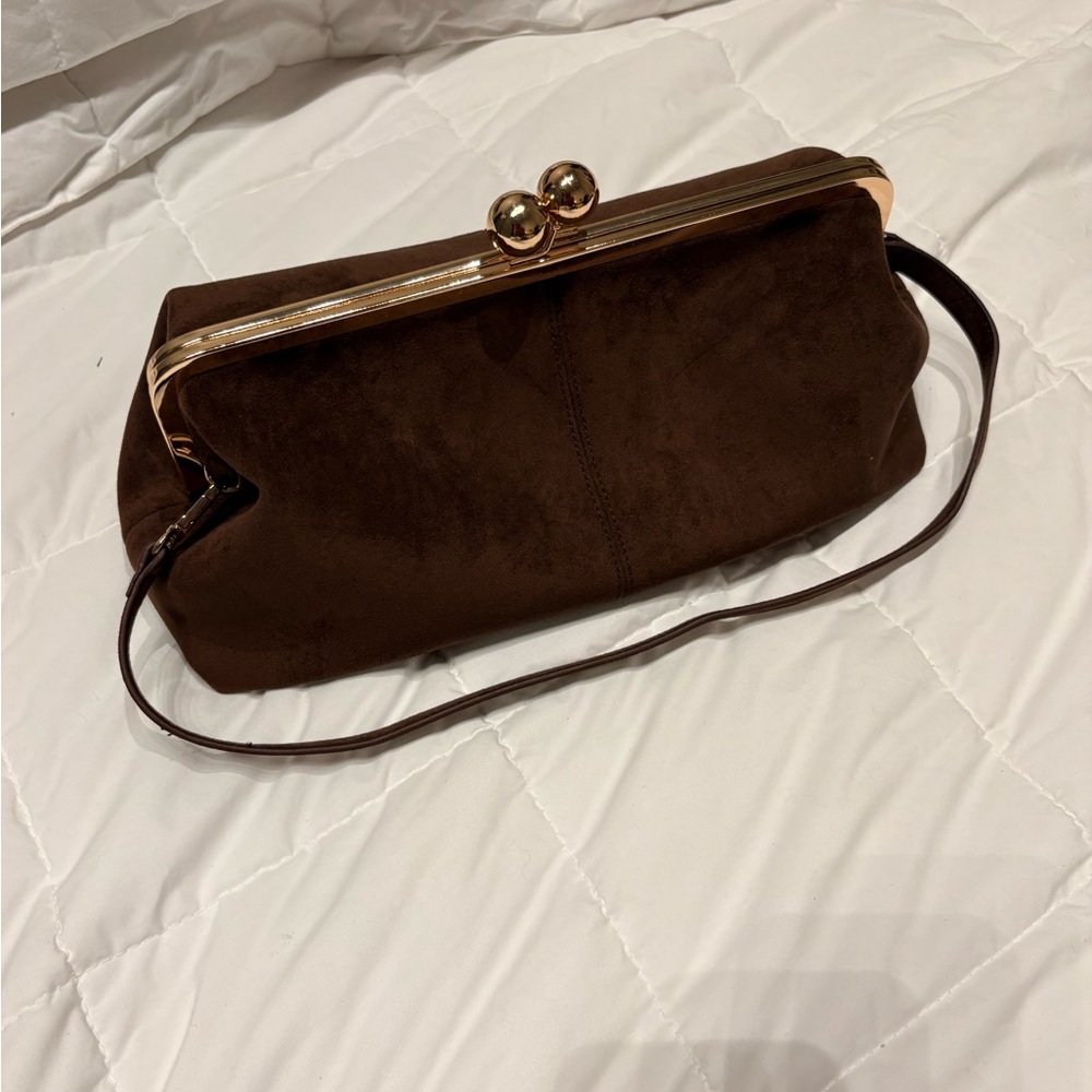 Target Brown Clutch with Gold Accents